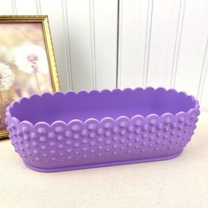 Hobnail Bowl, Oblong Bowl, Decorative Bowl with Scalloped Edge